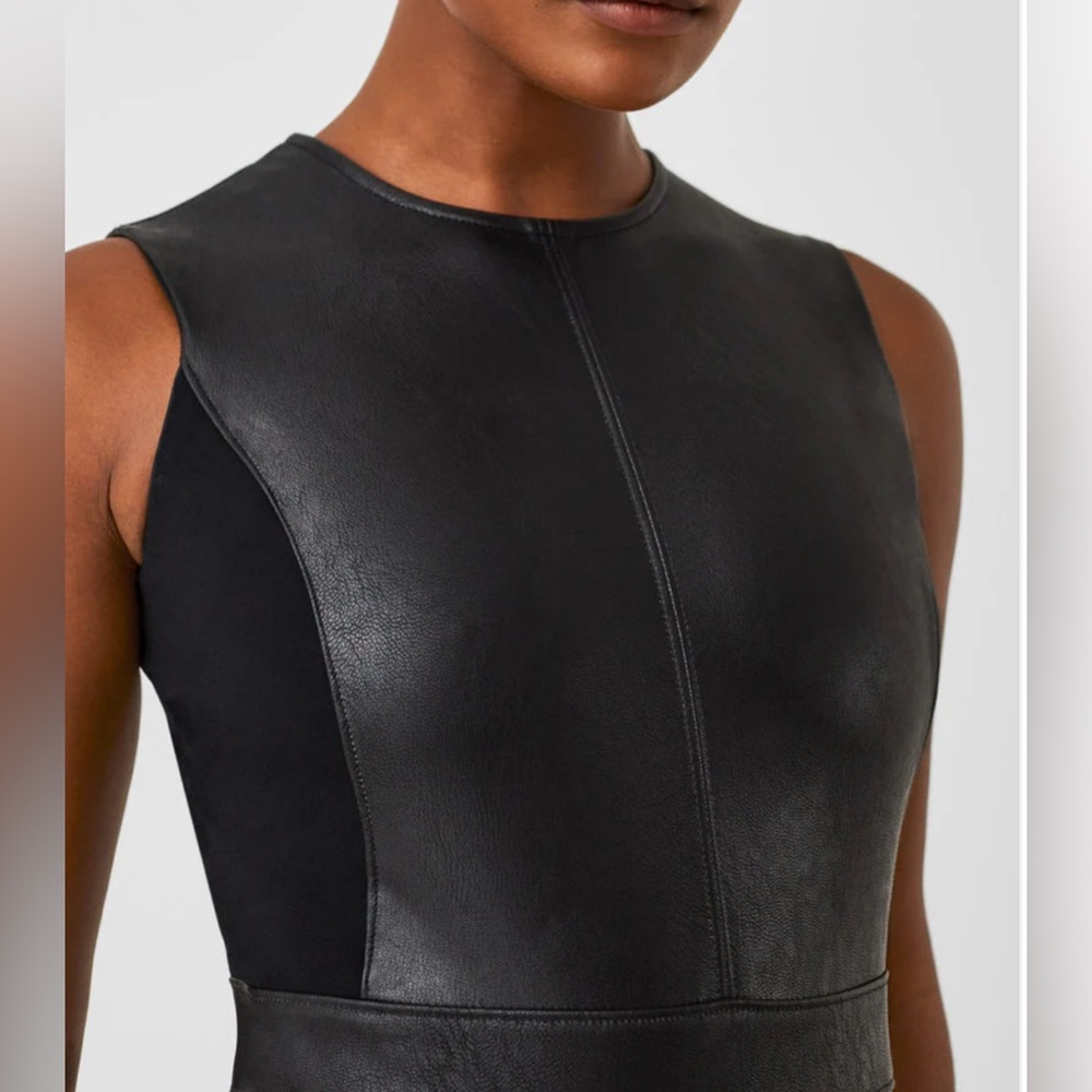 NWT Spanx Leather-Like Combo Sheath Dress-Luxe Black - Picture 3 of 11